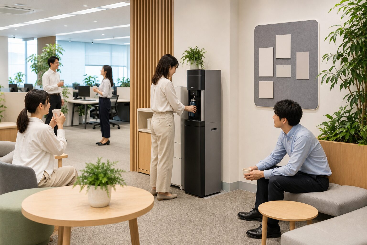休憩や水分補給をしやすいオフィス環境