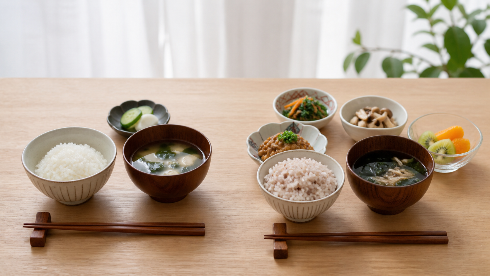 食物繊維が少ない食事と多い食事の比較