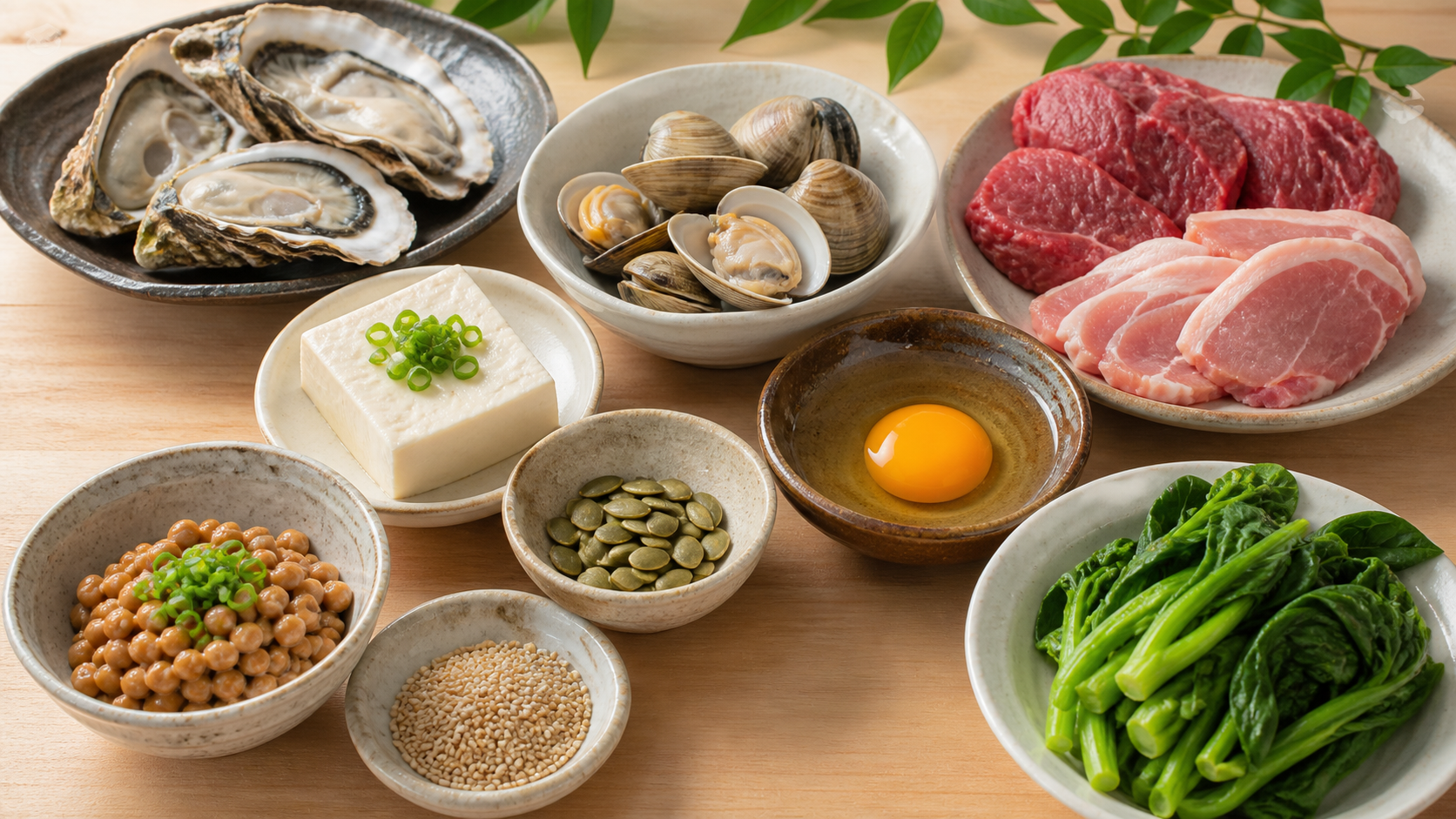 亜鉛を多く含む魚介類や肉や大豆製品